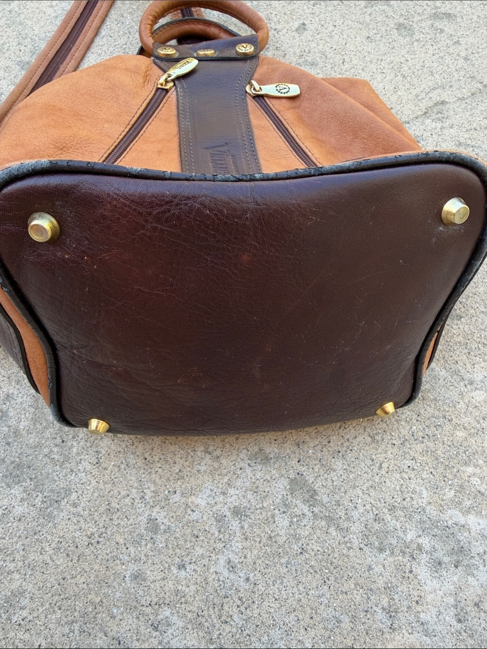 Valentina Cognac Tan & Brown Leather Two Tone Backpack Purse - Picture 12 of 12